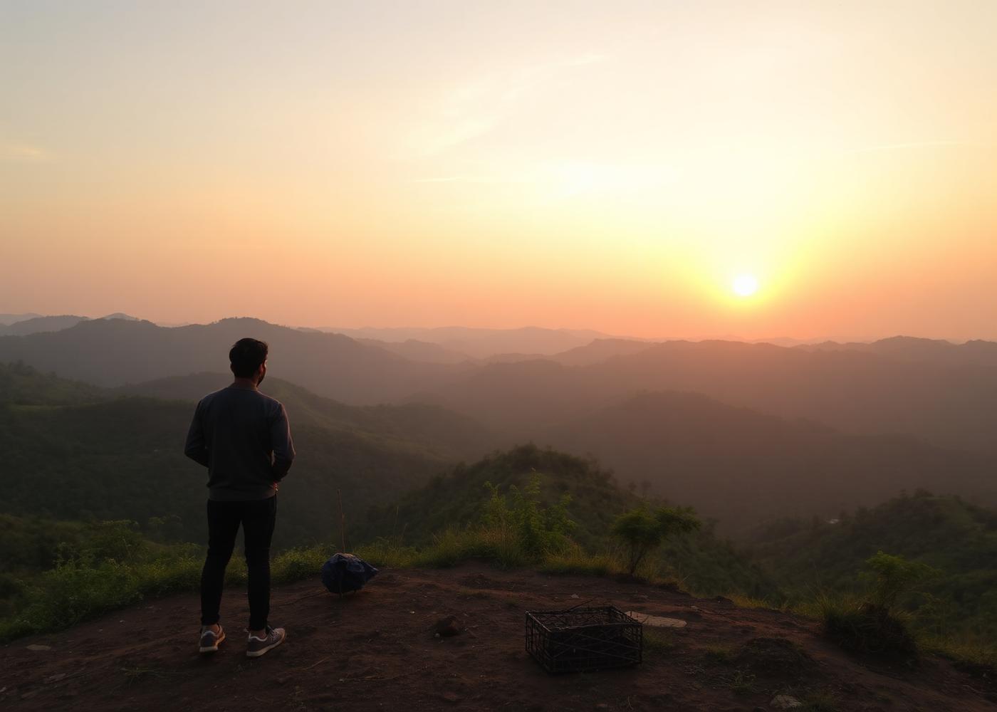 Standing atop hills